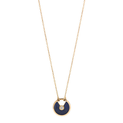 Cartier 18K Yellow Gold Diamond Lapis Lazuli SM Amulette de Cartier Pendant Necklace 1 of 5