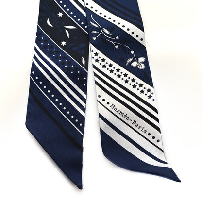 Hermes Silk Festival Des Amazones Twilly Marine White Black 2 of 3