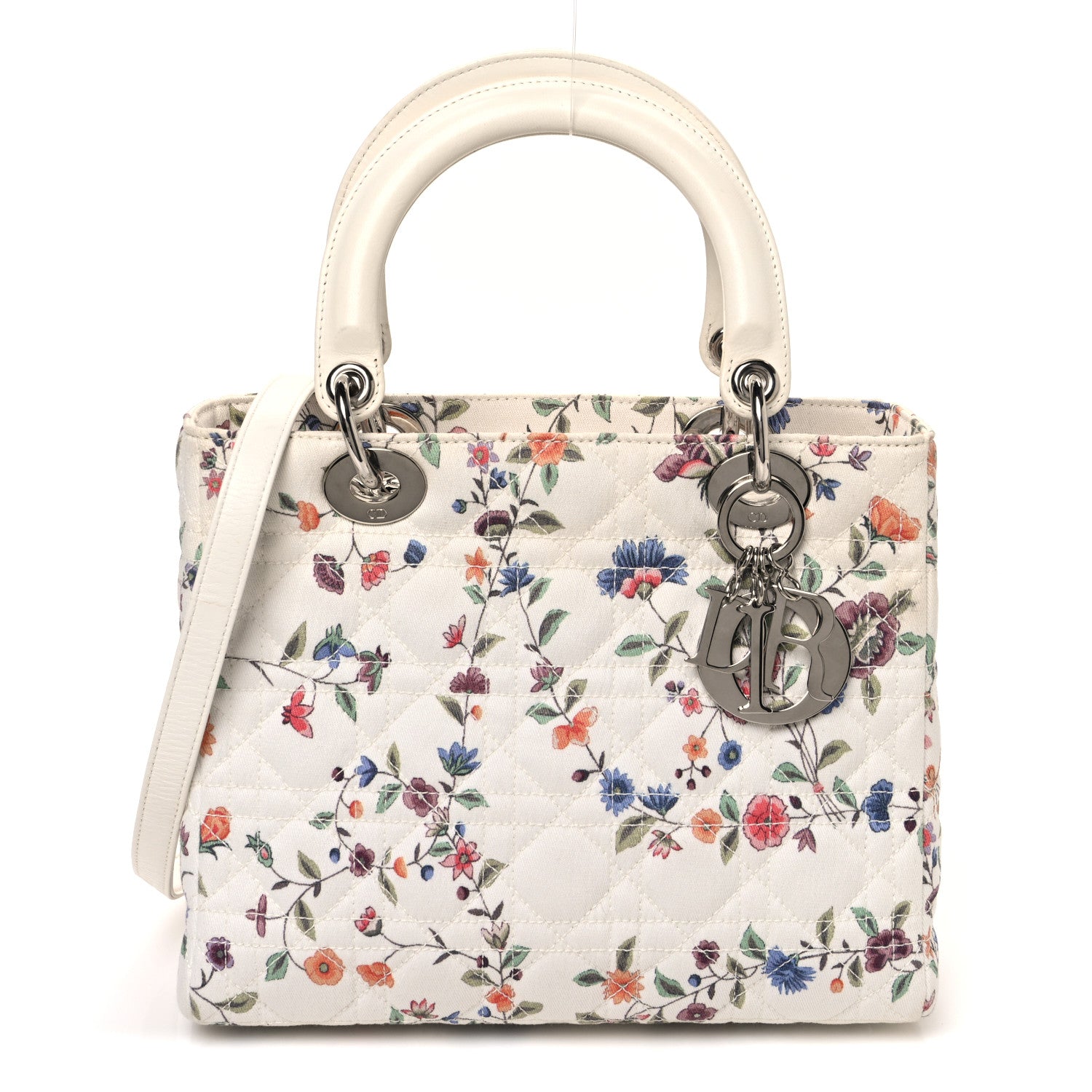 Christian Dior Canvas Nagoya Floral Medium Lady Dior White Multicolor 1 of 10