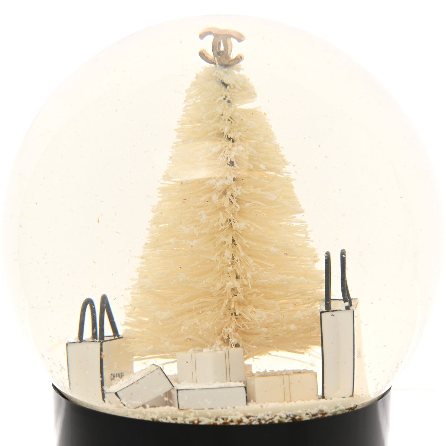 Glass Small Christmas Tree Shopping Bag Snow Globe