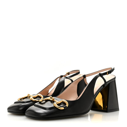 Gucci Malaga Kid Horsebit 75mm Slingback Pumps 40 Black 4 of 11