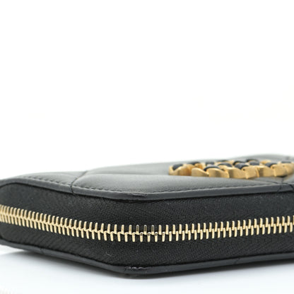 Chanel Lambskin Quilted Chanel 19 Zip Around Coin Purse Wallet Black 4 of 10