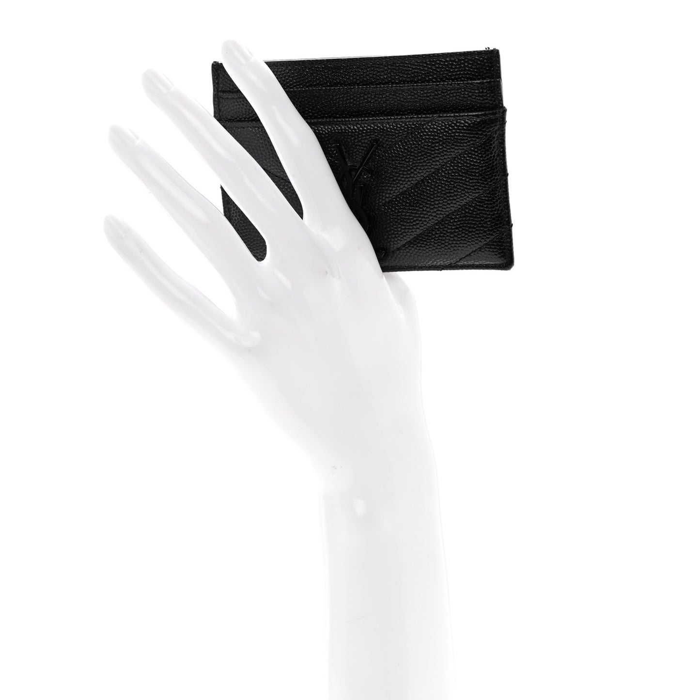 Grain De Poudre Matelasse Chevron Monochrome Monogram Credit Card Case Black