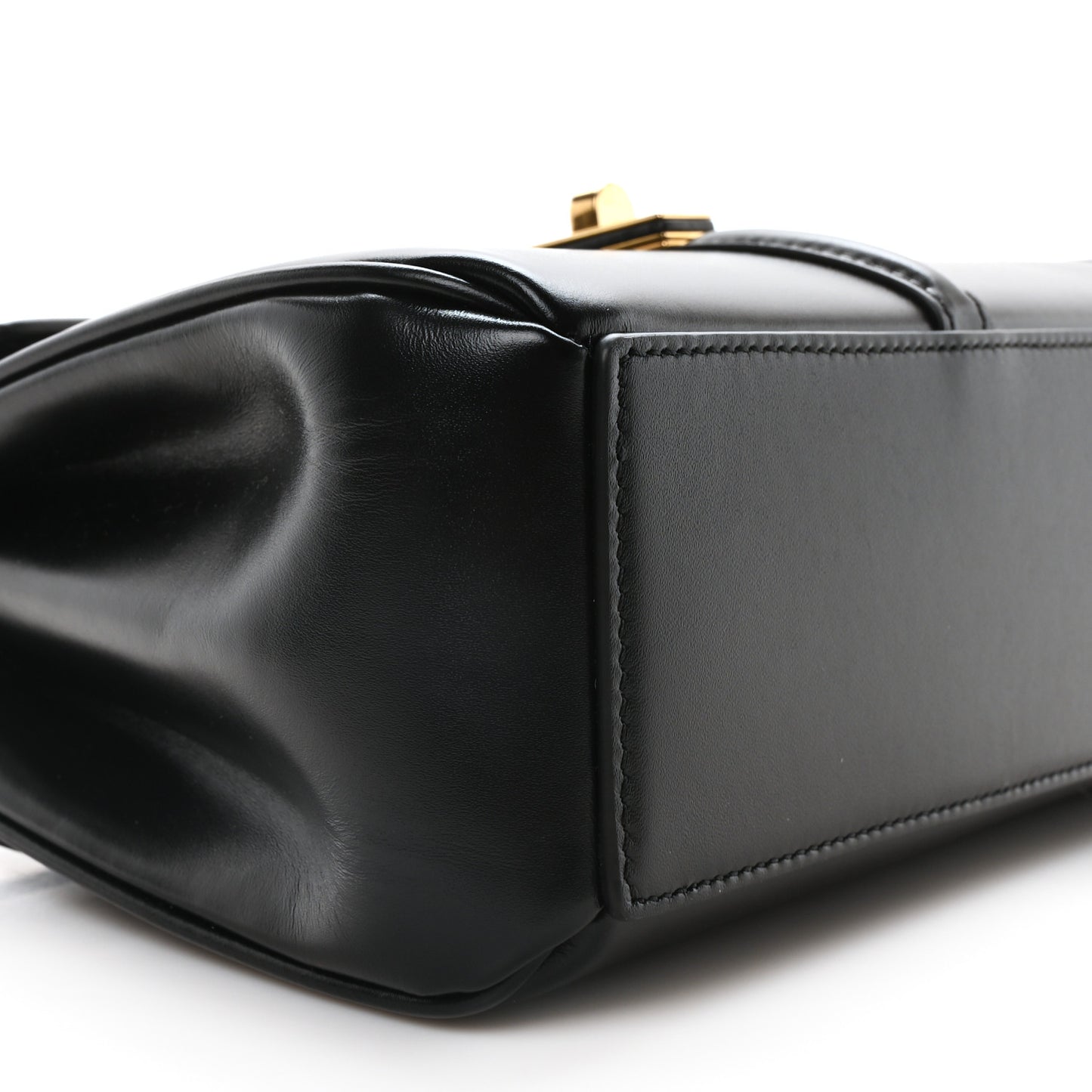 Satinated Calfskin Mini 16 Top Handle Bag Black