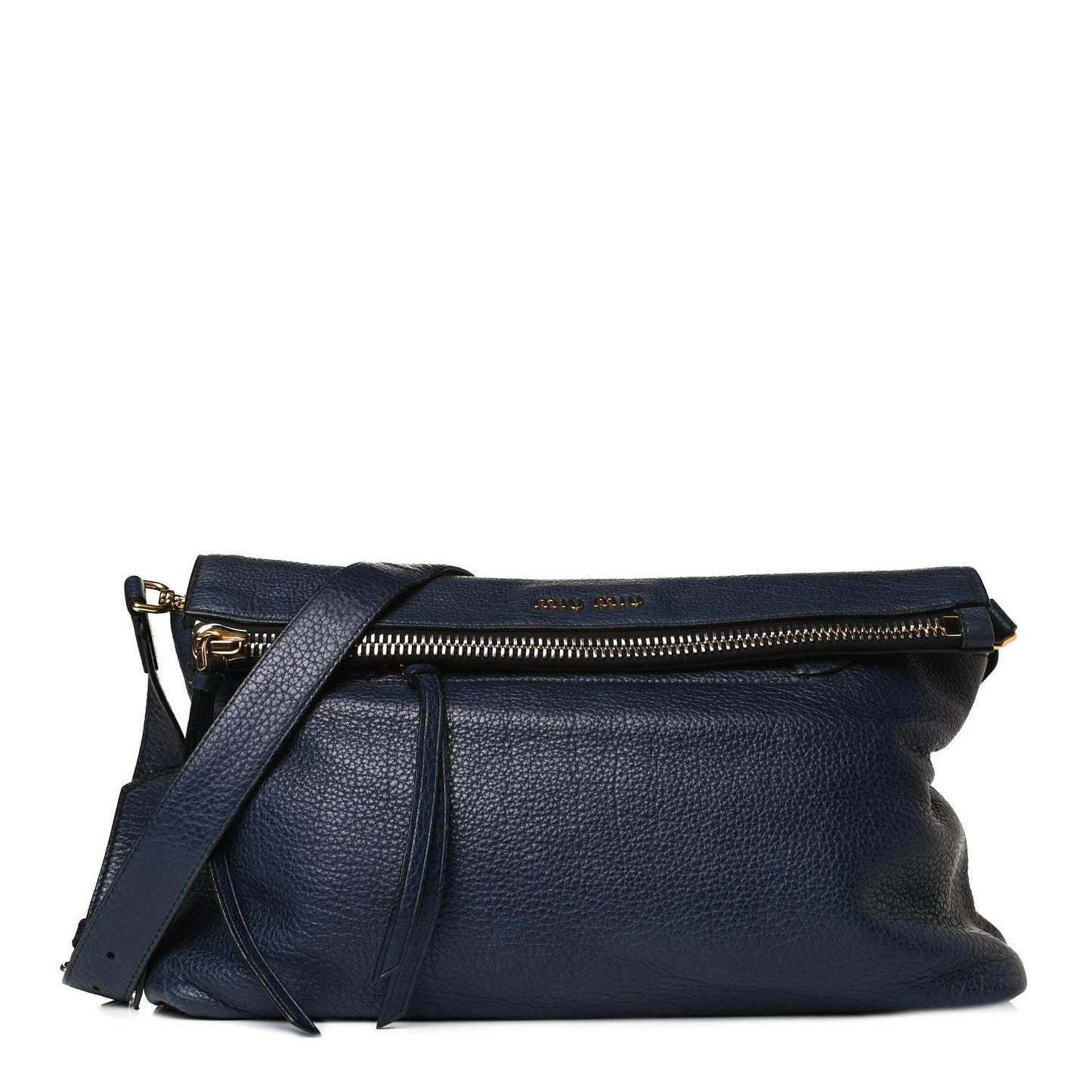 Goatskin Madras Zip Crossbody Bag Navy