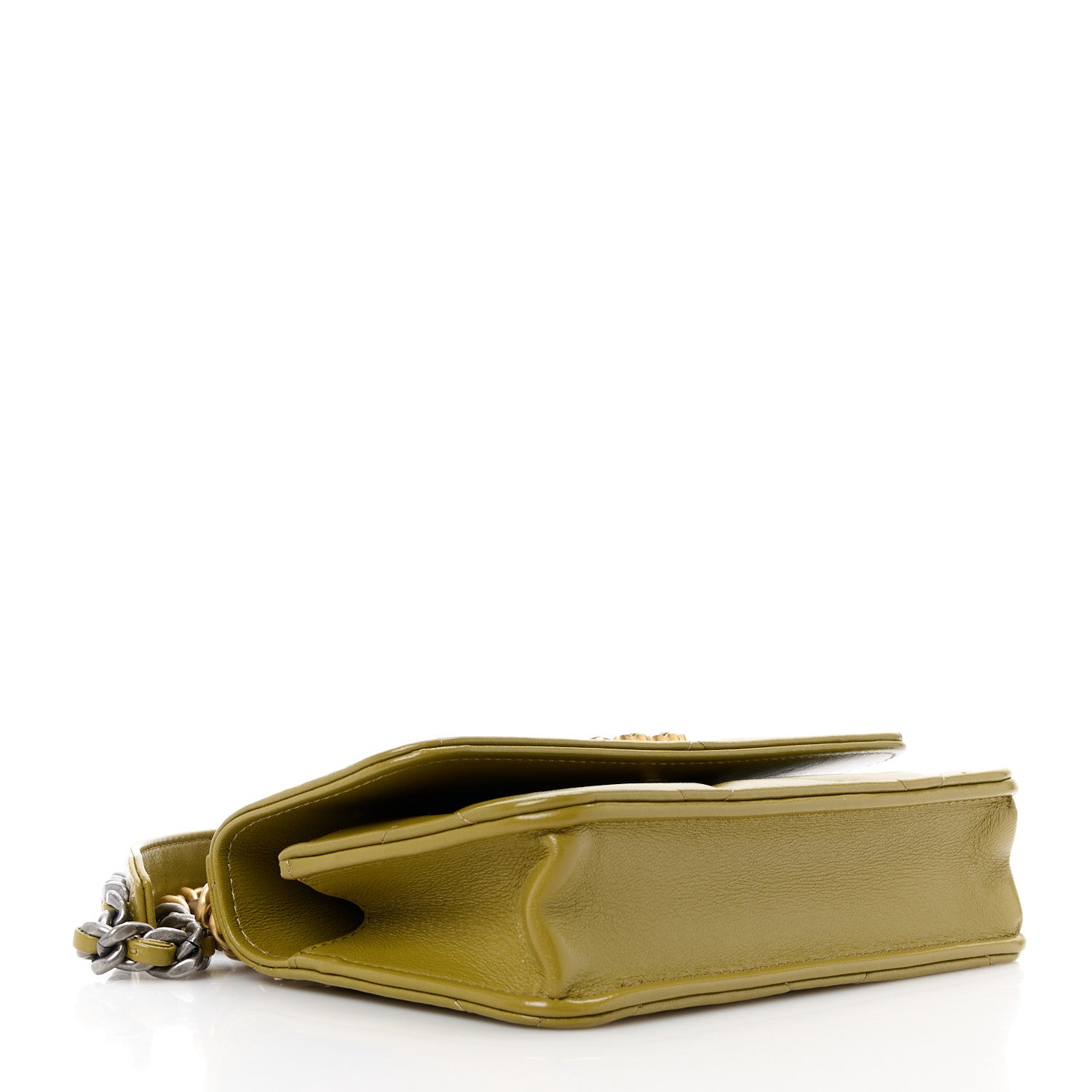 Chanel Lambskin Quilted Chanel 19 Flap Phone Holder With Chain Green 4 of 12