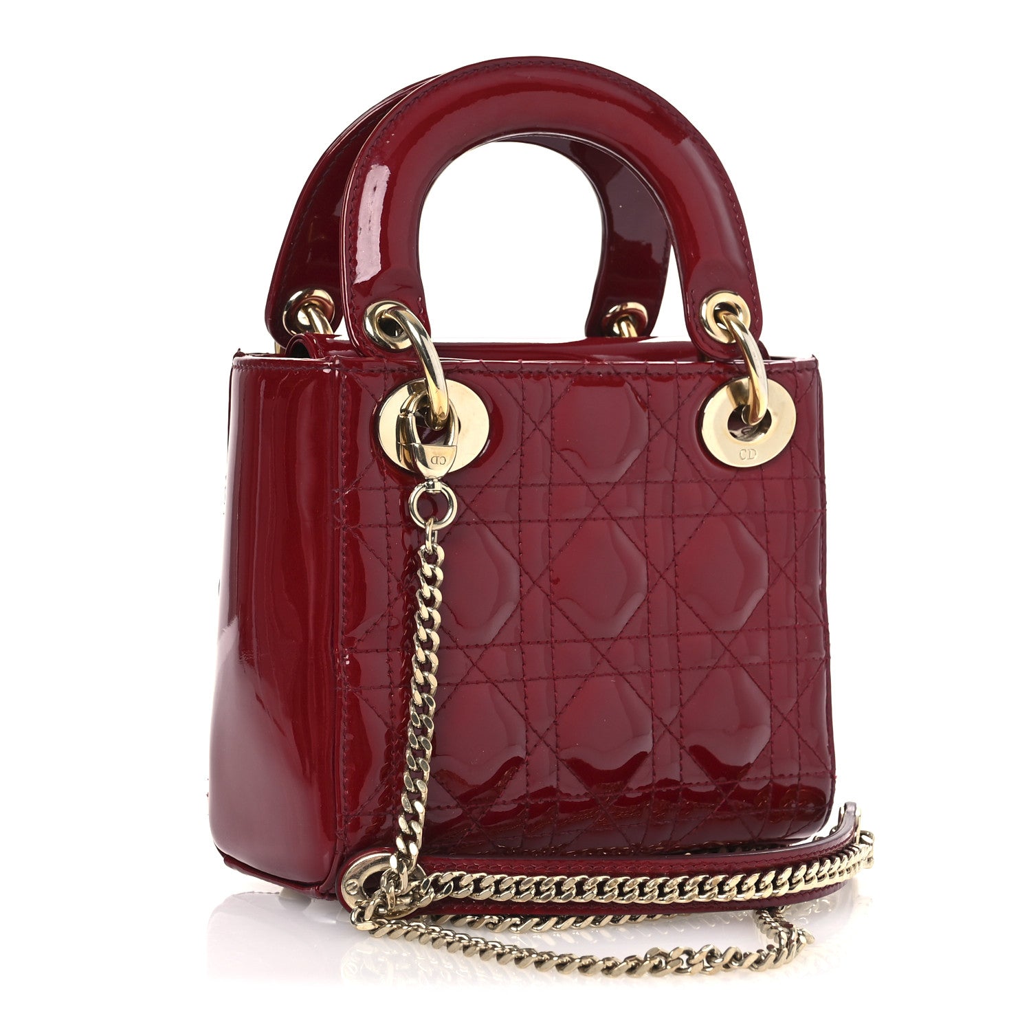 Christian Dior Patent Cannage Mini Lady Dior Red 3 of 13