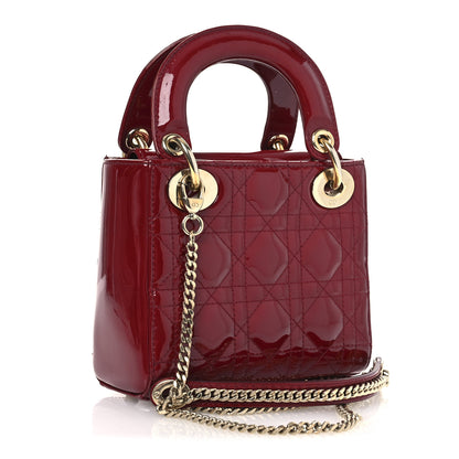 Christian Dior Patent Cannage Mini Lady Dior Red 3 of 13