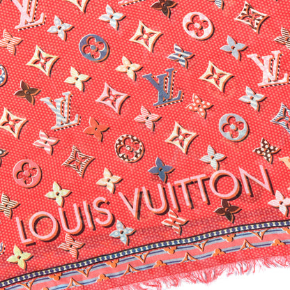 Louis Vuitton Silk Pop Monogram Shawl Red 2 of 3