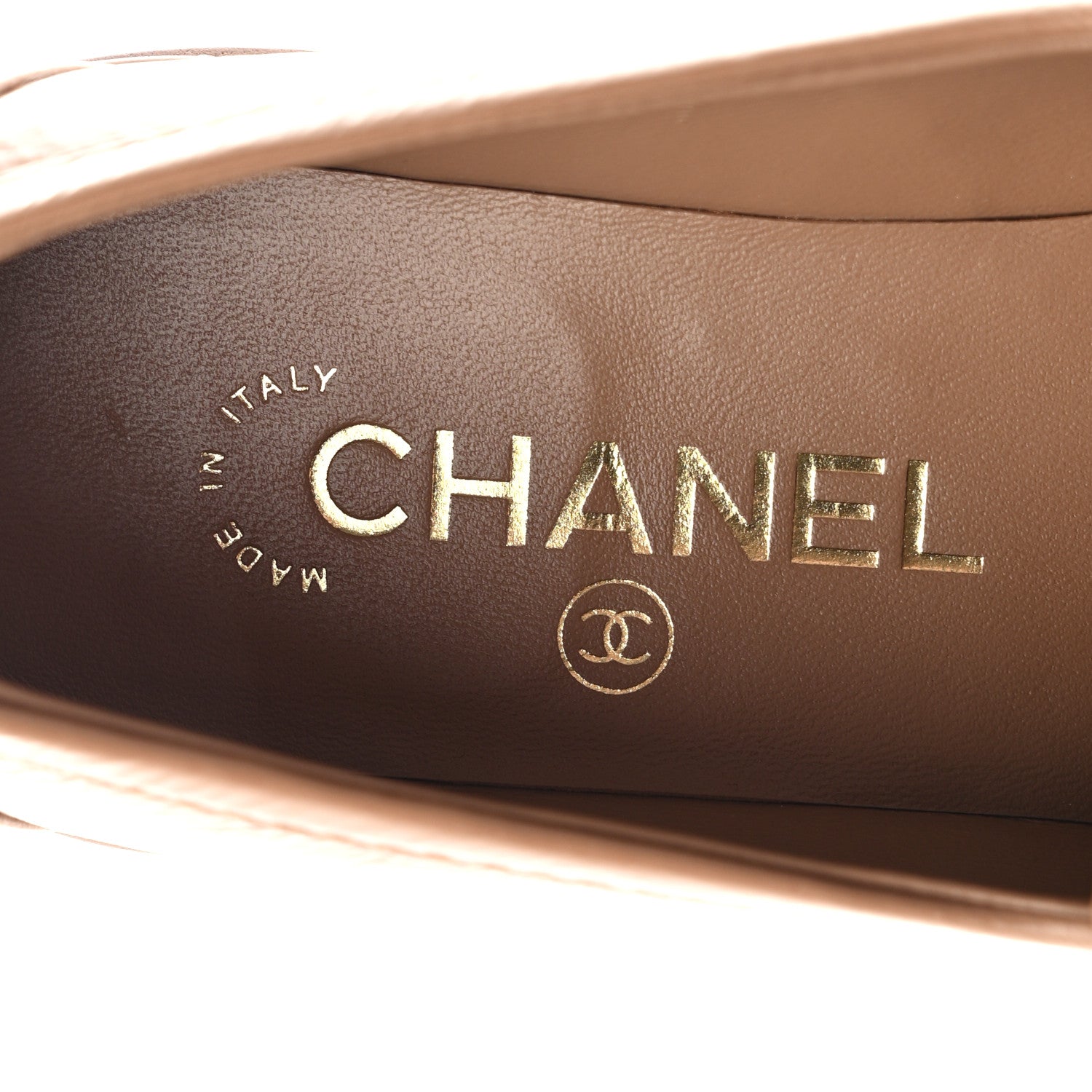 Chanel Shiny Crumpled Lambskin Quilted CC Turnlock Loafers 37 Beige 7 of 8