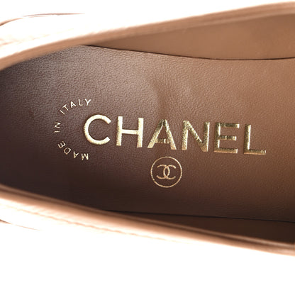 Chanel Shiny Crumpled Lambskin Quilted CC Turnlock Loafers 37 Beige 7 of 8