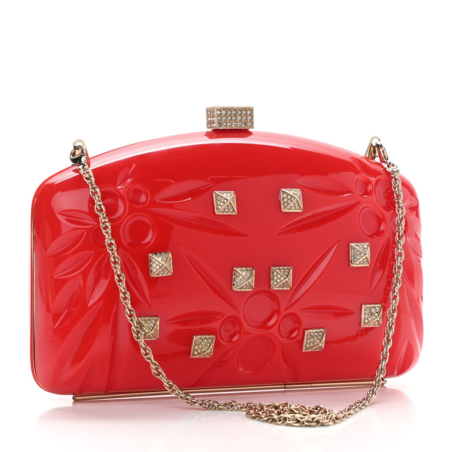 Valentino Garavani Acrylic Rockstud Minaudiere Clutch Red 3 of 9