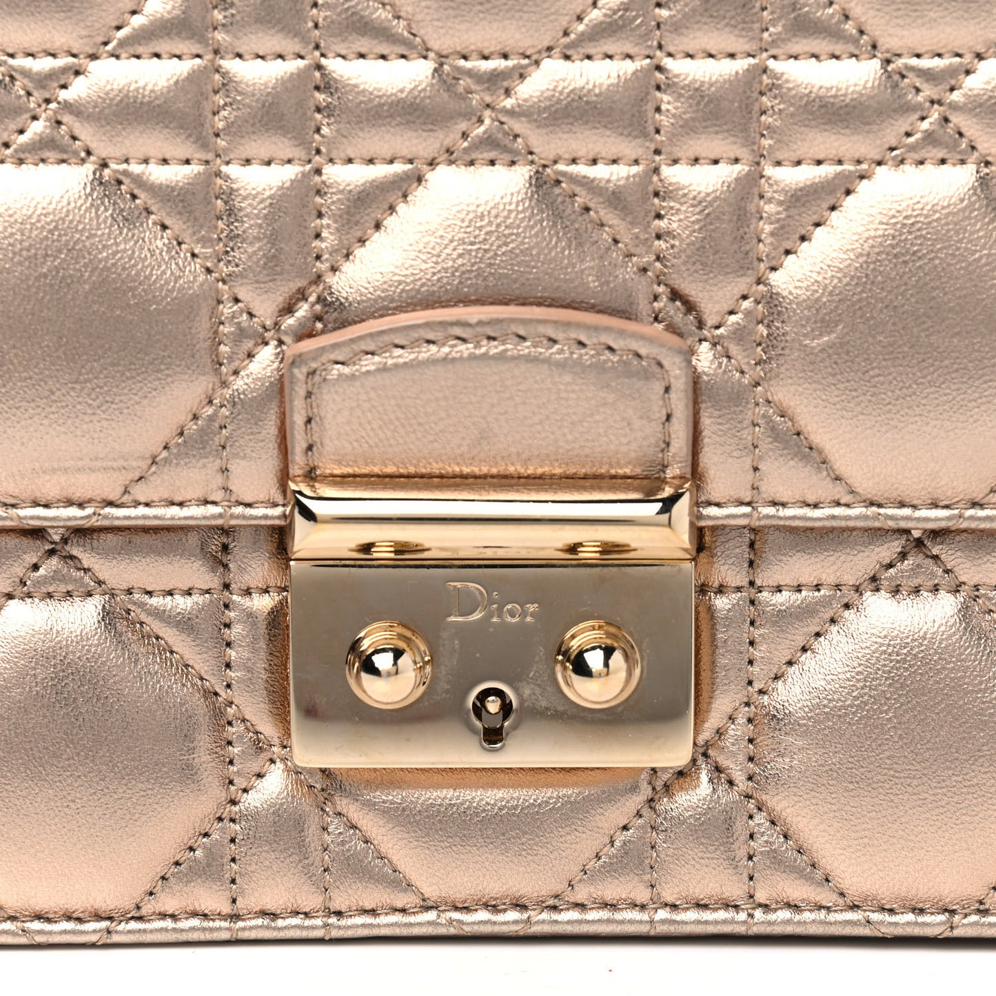 Metallic Lambskin Cannage Miss Dior Promenade Pouch Gold