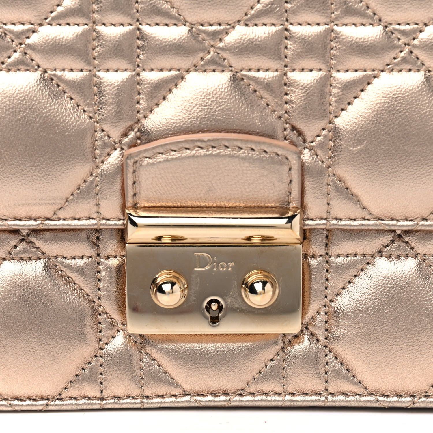Christian Dior Metallic Lambskin Cannage Miss Dior Promenade Pouch Gold 5 of 5