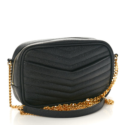 Saint Laurent Grain De Poudre Matelasse Monogram Mini Lou Camera Bag Black 3 of 11