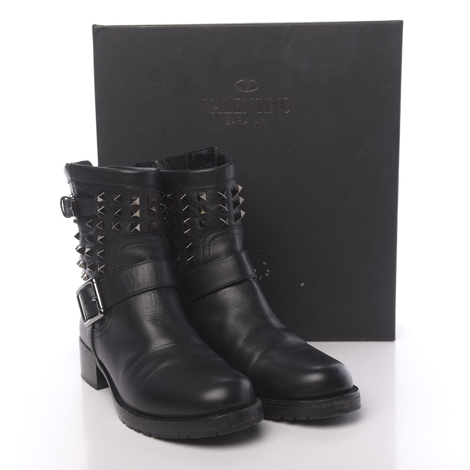 Valentino Garavani Calfskin Rockstud 30mm Biker Boots 38.5 Black 9 of 9