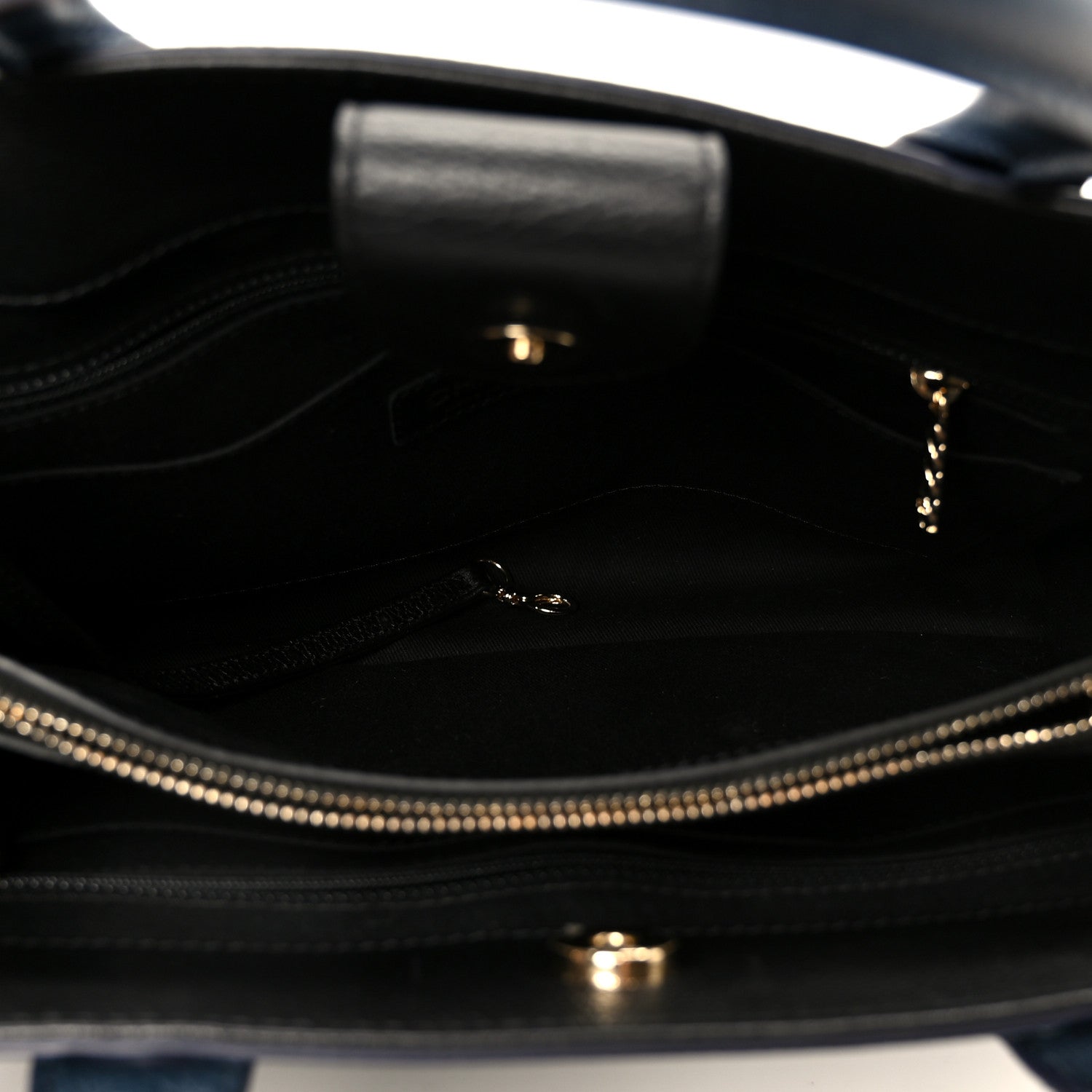 Chanel Grained Calfskin Small Neo Executive Shopper Tote Dark Blue Black 5 of 10