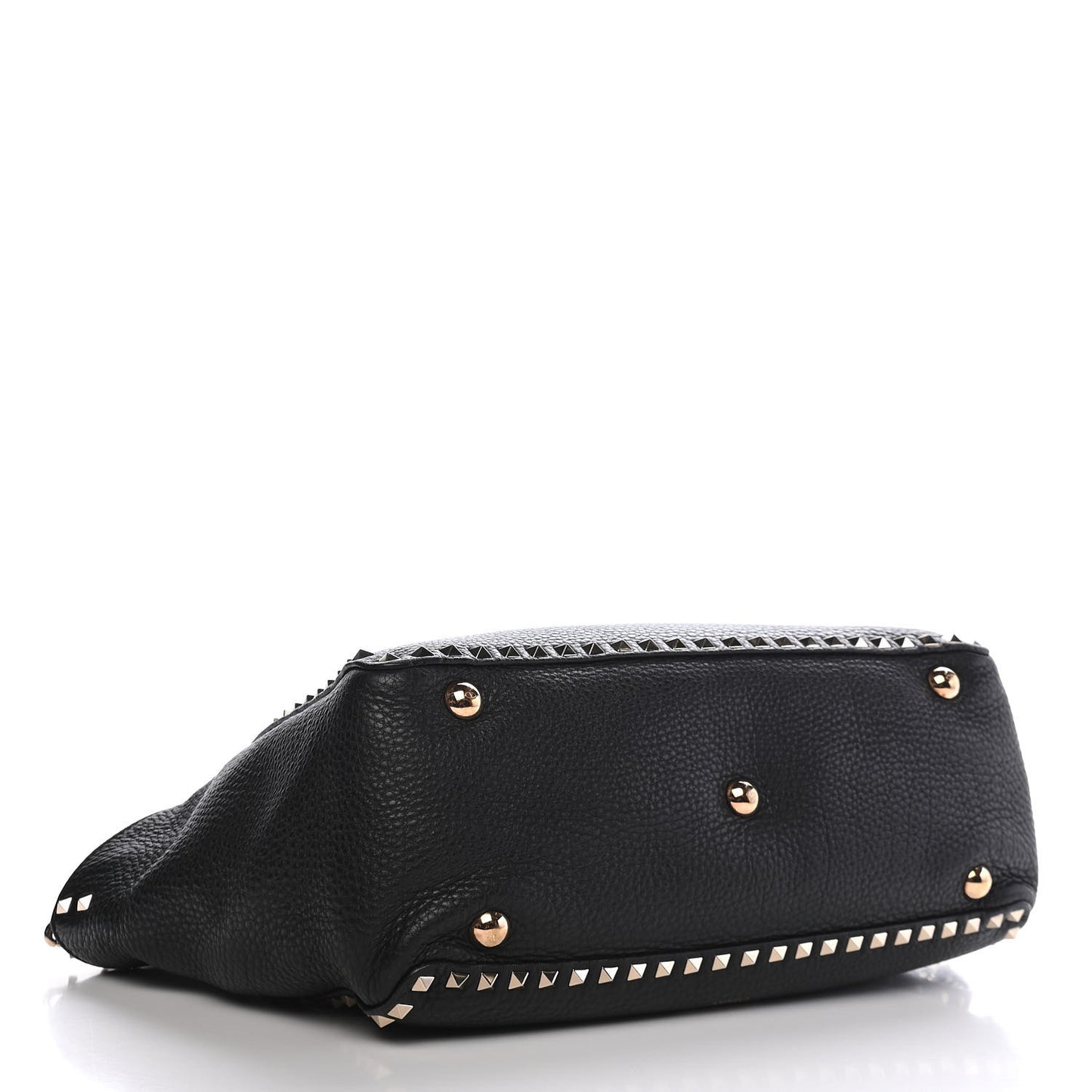 Pebbled Calfskin Medium Rockstud Tote Black