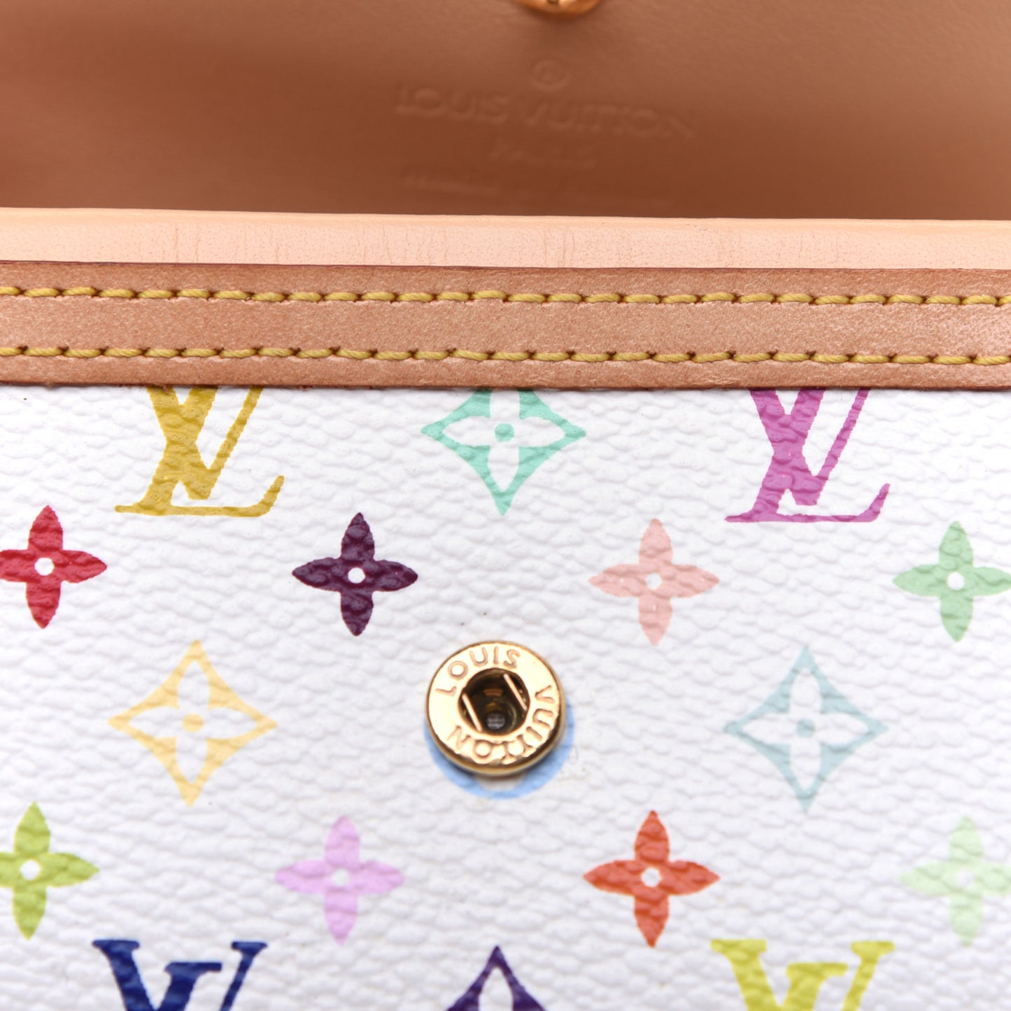 Monogram Multicolor Porte-Monnaie Plat Coin Purse White