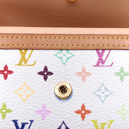 Louis Vuitton Monogram Multicolor Porte-Monnaie Plat Coin Purse White 13 of 17