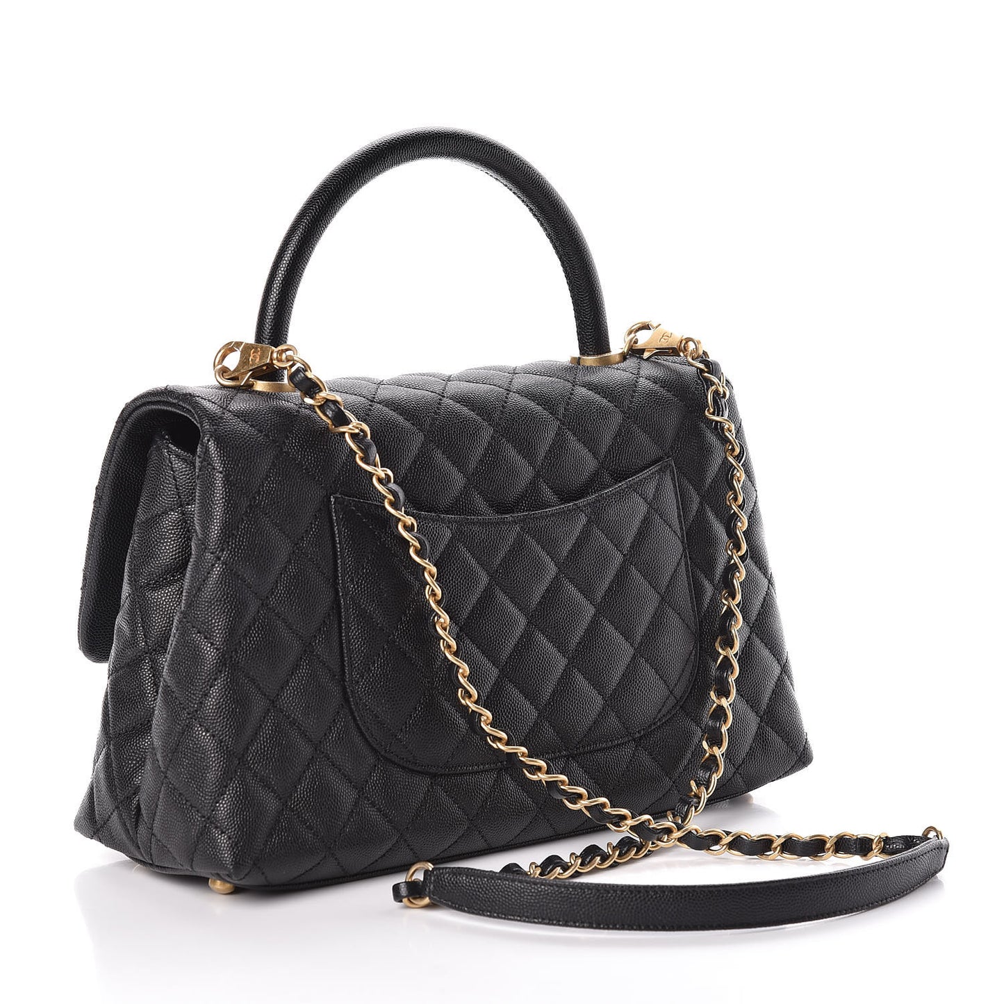 Caviar Quilted Small Coco Handle Flap Black