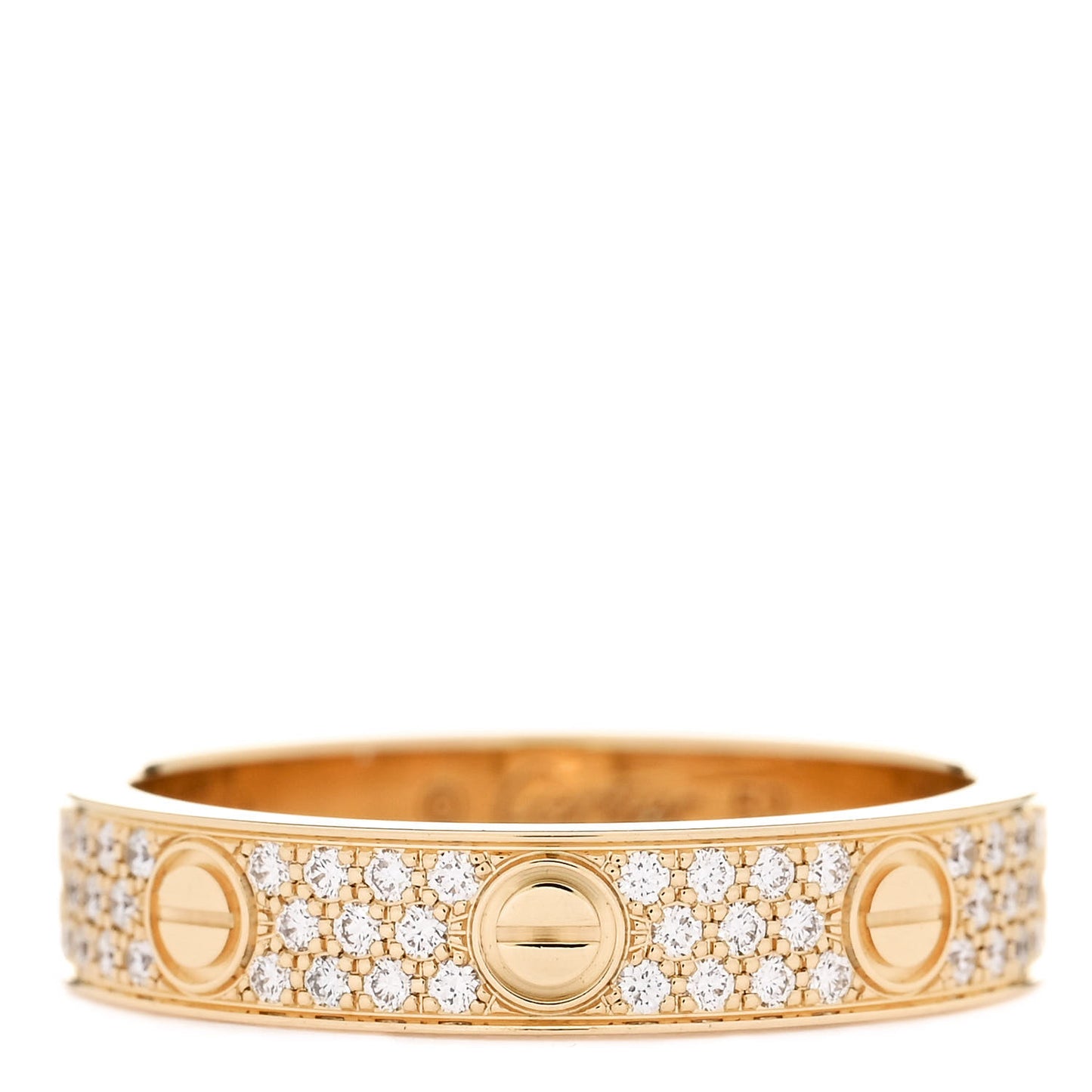 18K Yellow Gold Diamond 4mm LOVE Wedding Paved Band Ring 52 6