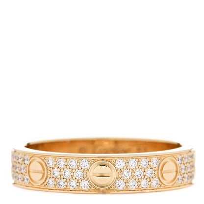 Cartier 18K Yellow Gold Diamond 4mm LOVE Wedding Paved Band Ring 52 6 1 of 5