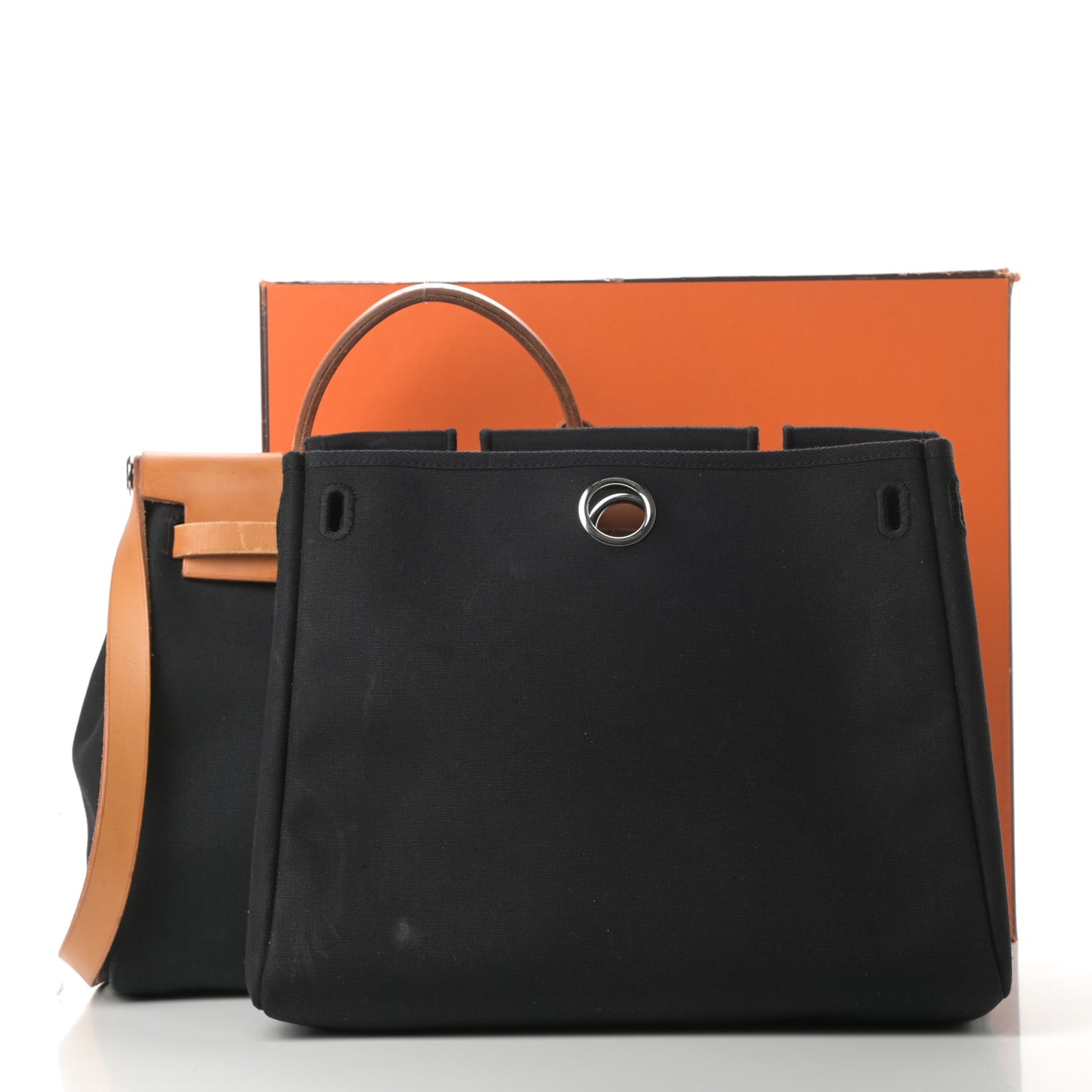 Toile Vache Calfskin Herbag PM 30 Black Natural