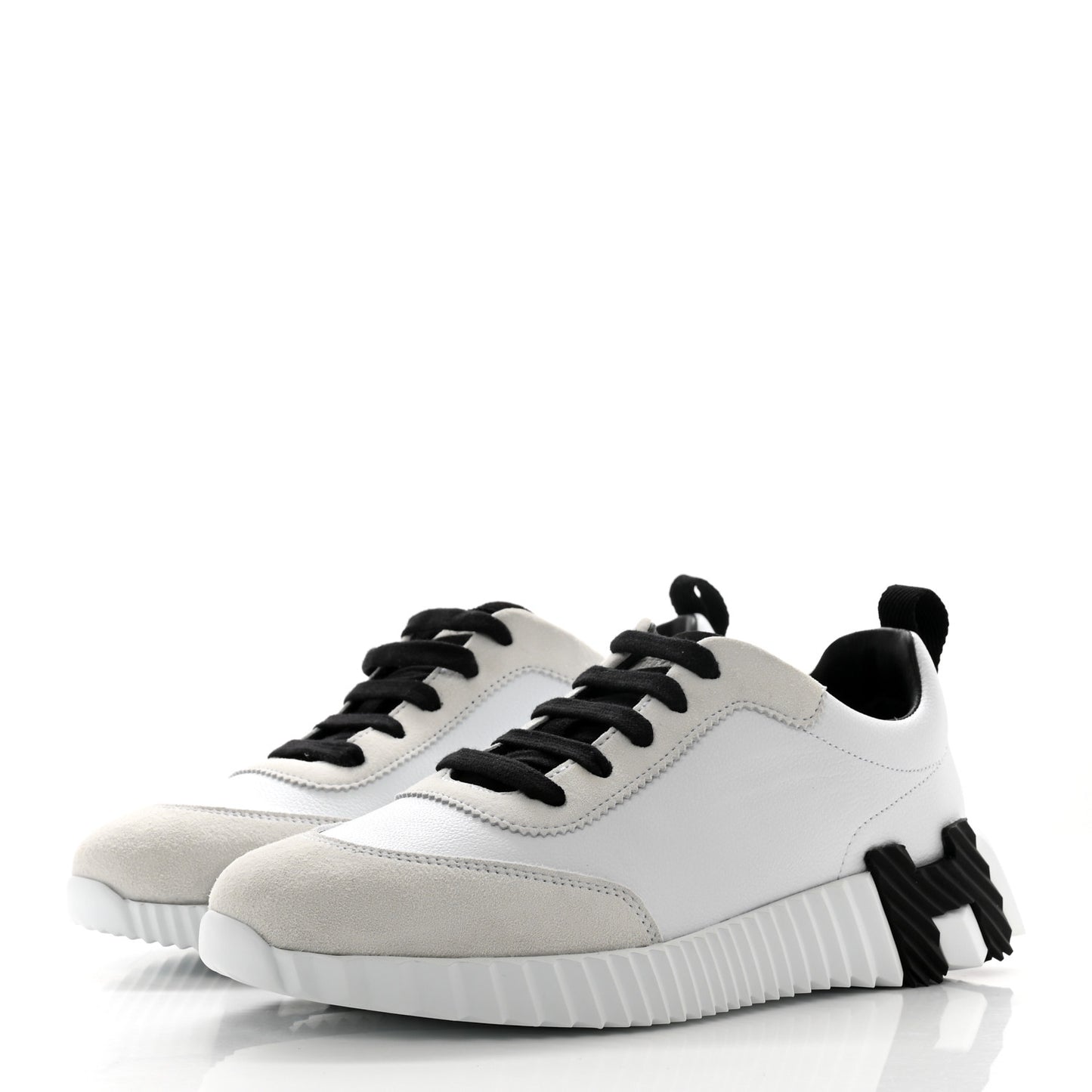 Goatskin Suede Goatskin Bouncing Sneakers 37 White Black