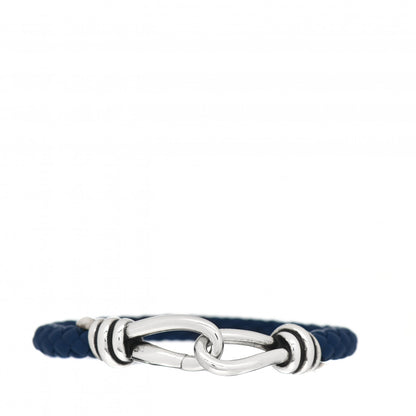 Tiffany Sterling Silver Leather Paloma Picasso Knot Single Braid Bracelet Blue 1 of 4