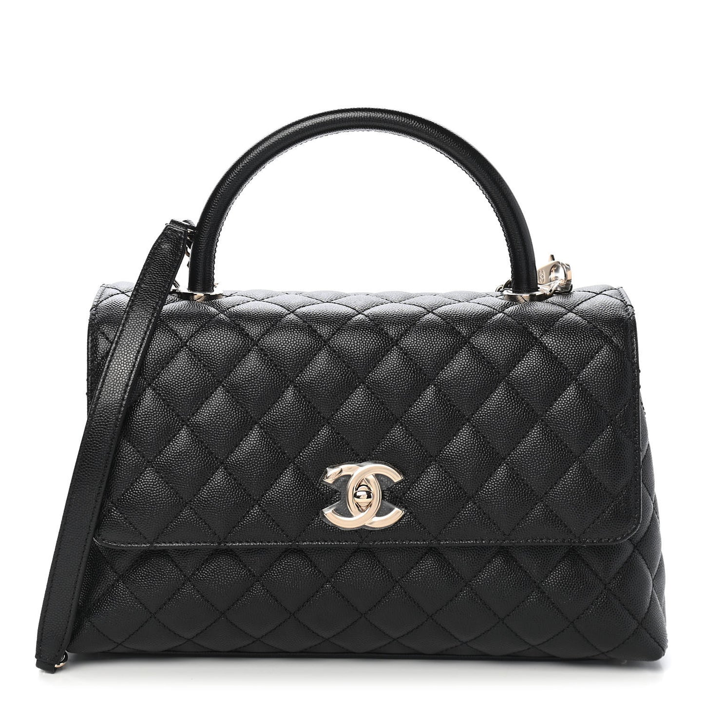 Caviar Quilted Small Coco Handle Flap Black