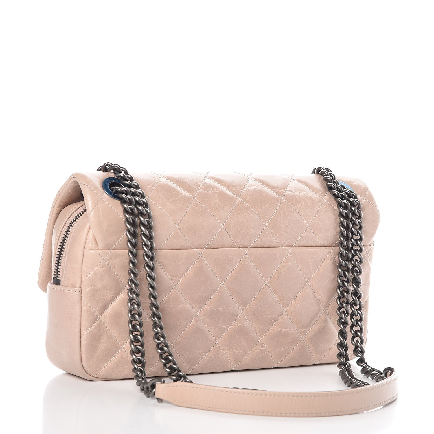 Chanel Glazed Calfskin Quilted Medium Duo Flap Beige 3 of 9