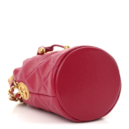 Chanel Caviar Quilted Twist Your Buttons Mini Bucket Bag Fuchsia 4 of 10