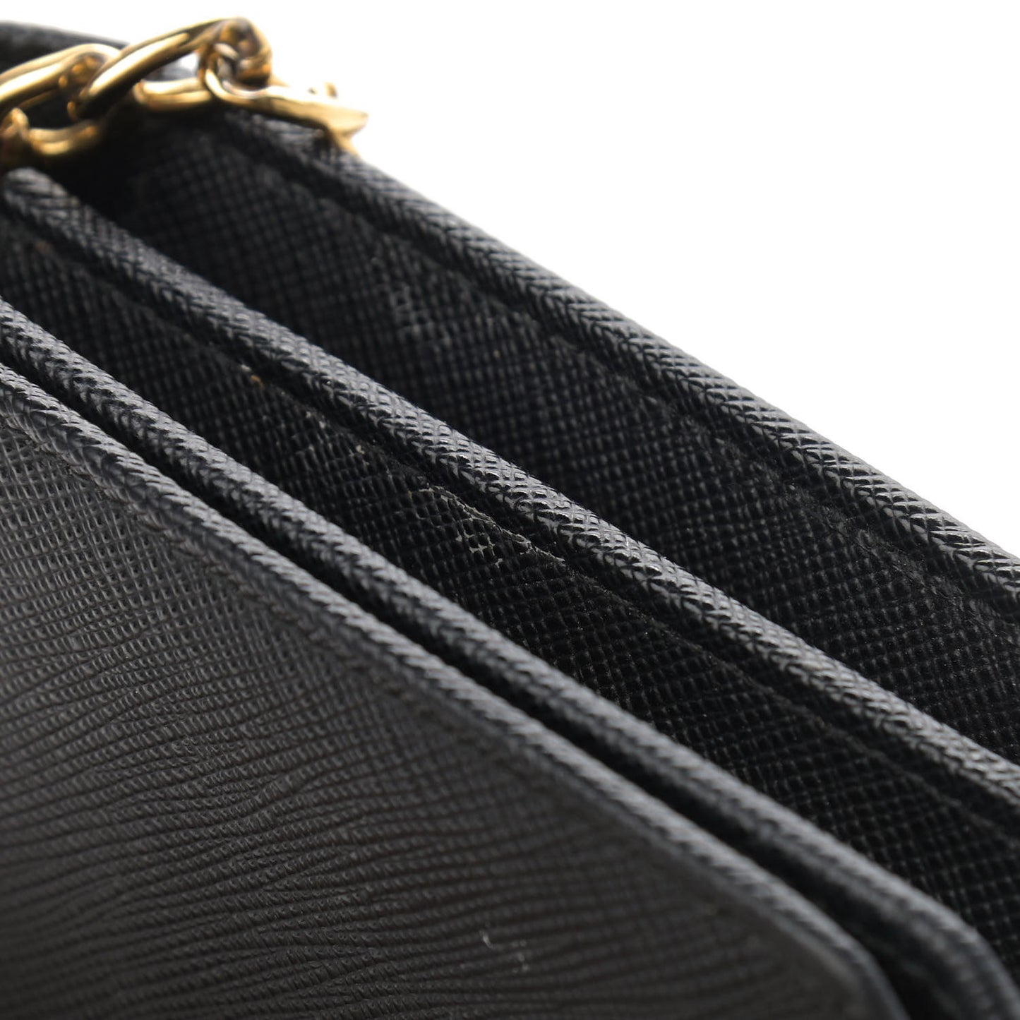 Saffiano Bandoliera Flip Lock Chain Crossbody Bag Black