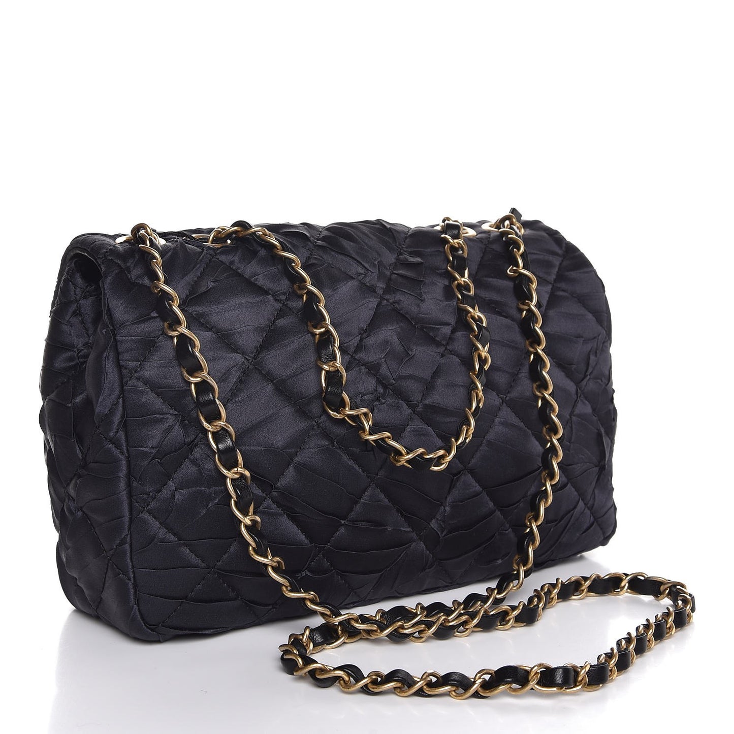 Satin Quilted Pleated Flap Grey
