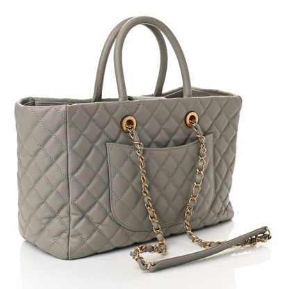 Chanel Caviar Quilted Coco Handle Shopping Tote Grey 3 of 12