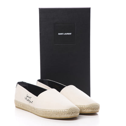 Saint Laurent Canvas Nappa Elba Light Logo Embroidered Espadrilles 40 Panna 9 of 9