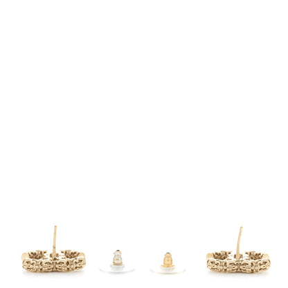 Chanel Crystal CC Earrings Light Gold 3 of 5