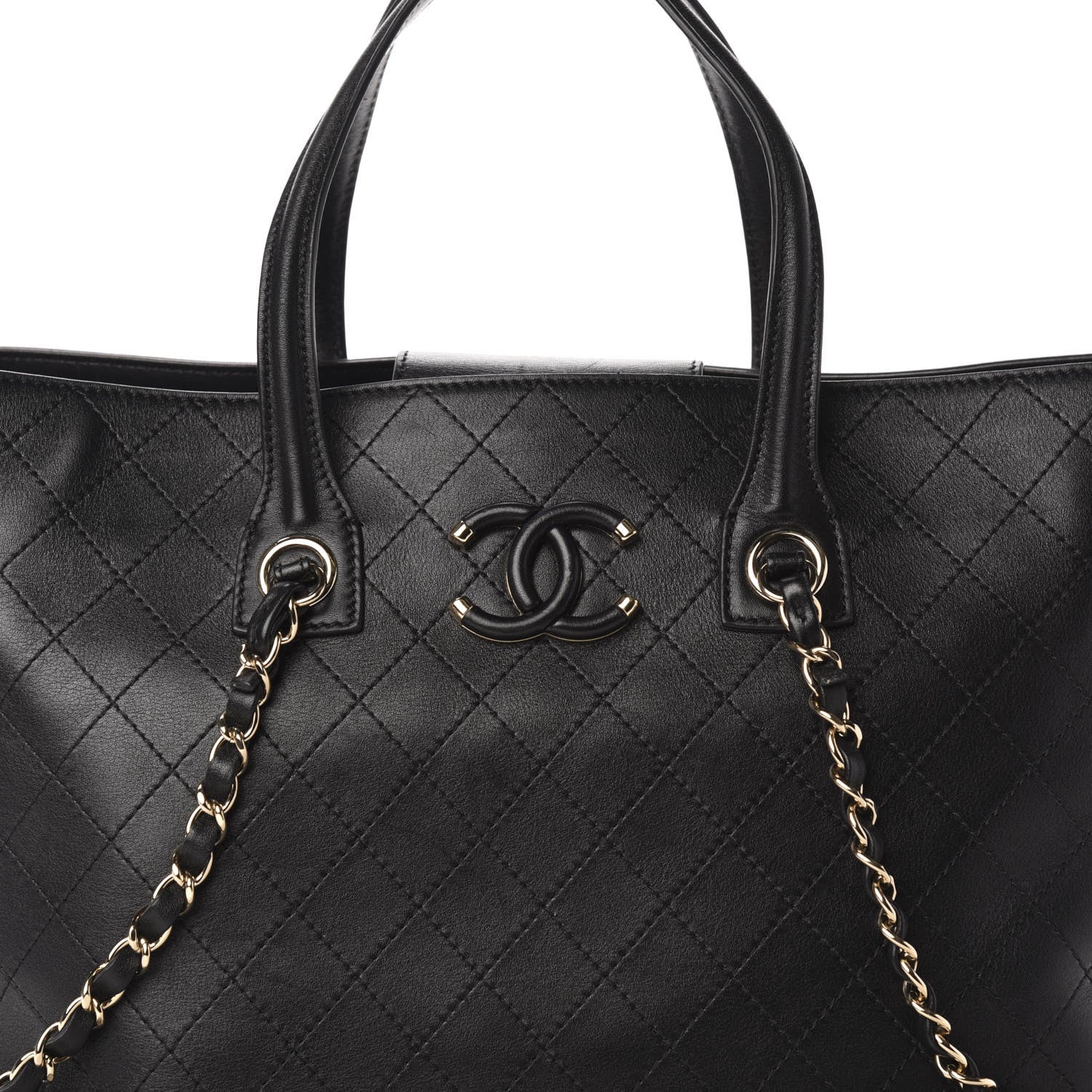 Chanel Calfskin Stitched Shopping Tote Black 11 of 11