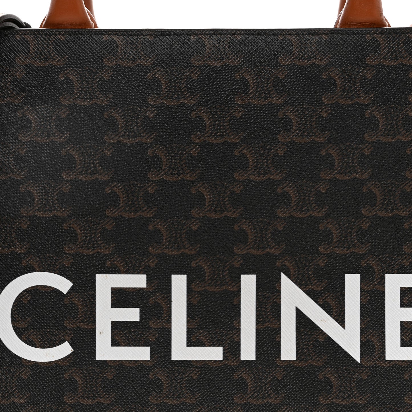 Triomphe Canvas Calfskin Small Vertical Cabas Tan