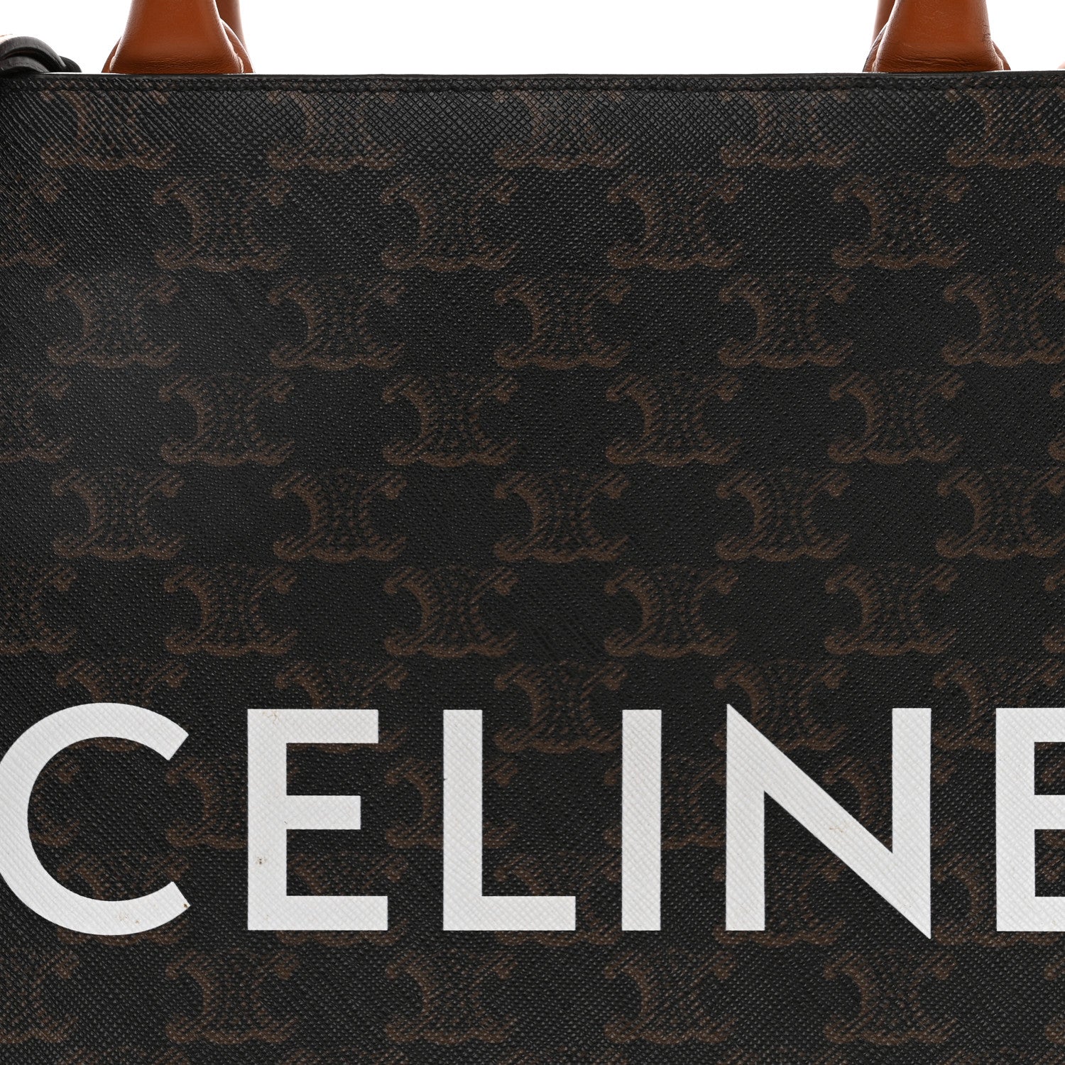 Celine Triomphe Canvas Calfskin Small Vertical Cabas Tan 8 of 10