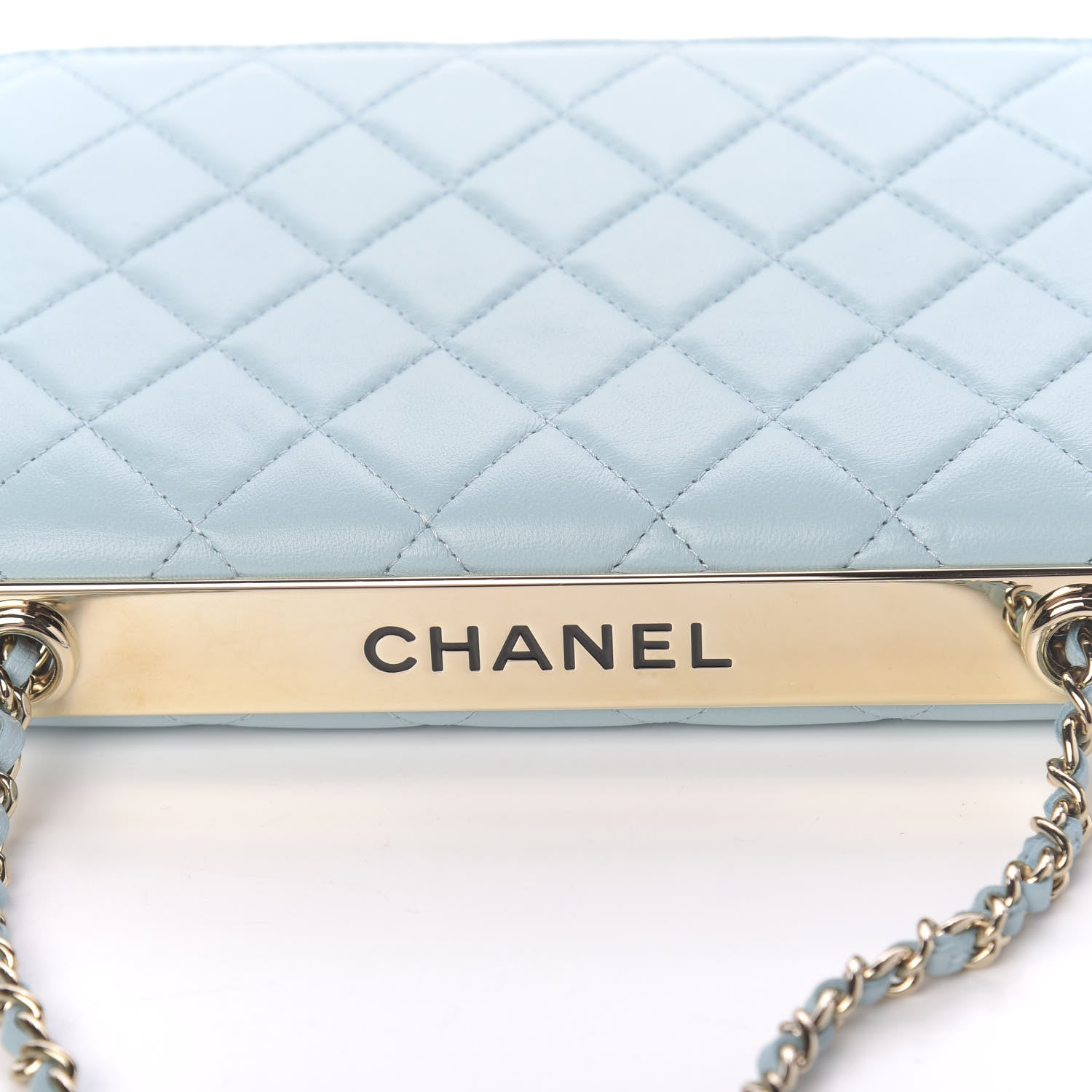 Chanel Lambskin Quilted Trendy CC Wallet On Chain WOC Light Blue 9 of 14