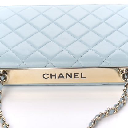 Chanel Lambskin Quilted Trendy CC Wallet On Chain WOC Light Blue 9 of 14