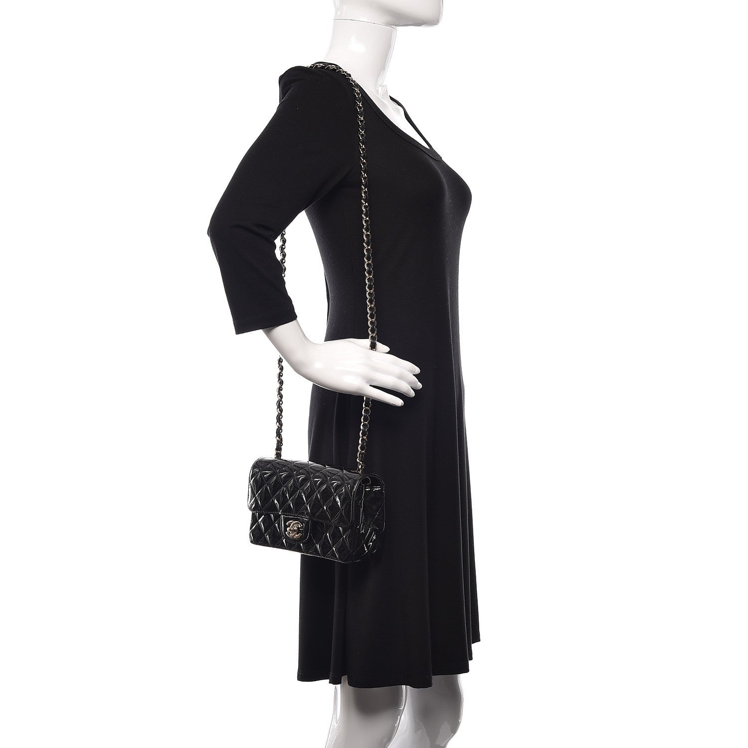 Chanel Patent Calfskin Quilted Mini Rectangular Flap Black 2 of 11