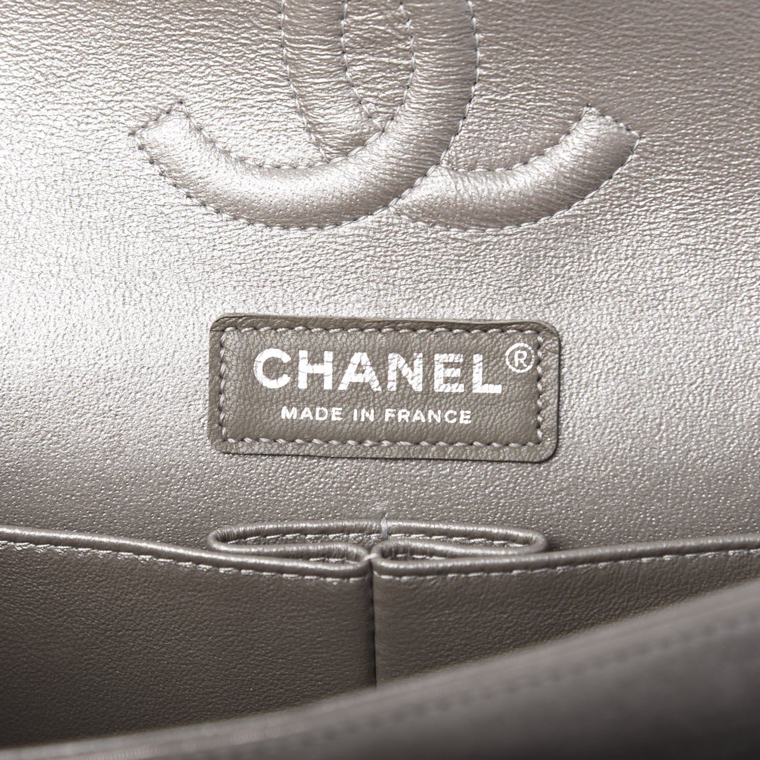 Chanel Iridescent Calfskin Chevron Quilted Medium Double Flap Silver 6 of 12