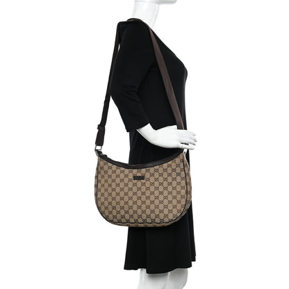 Gucci Monogram Medium Half Moon Hobo Dark Brown 2 of 10