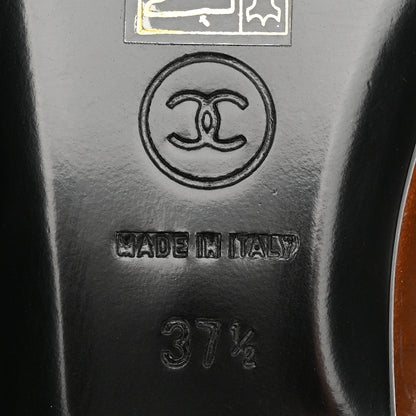 Chanel Patent Calfskin CC Cap Toe Ballerina Flats 37.5 Brown Black 6 of 12