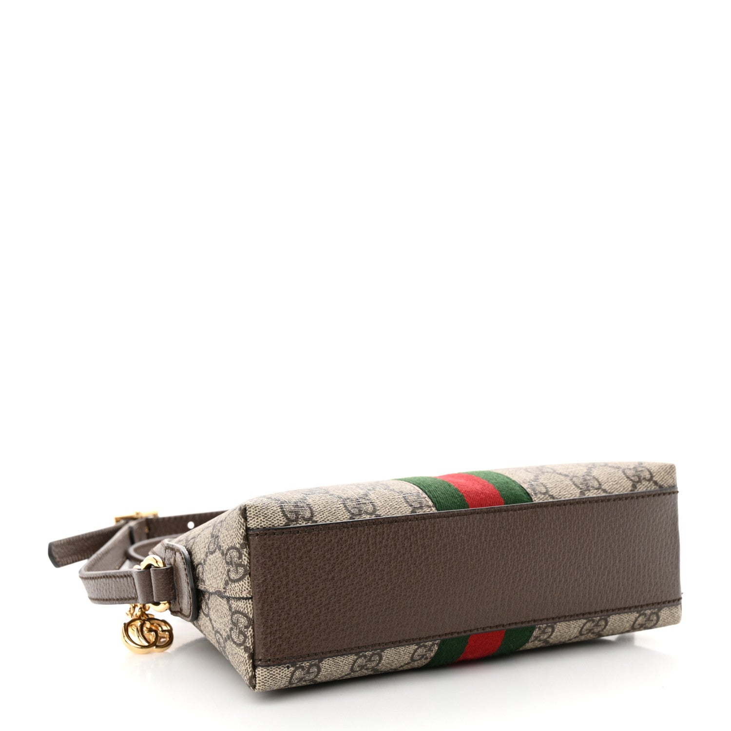 Gucci GG Supreme Monogram Textured Dollar Calfskin Web Small Ophidia Dome Shoulder Bag Beige Ebony New Acero 4 of 10