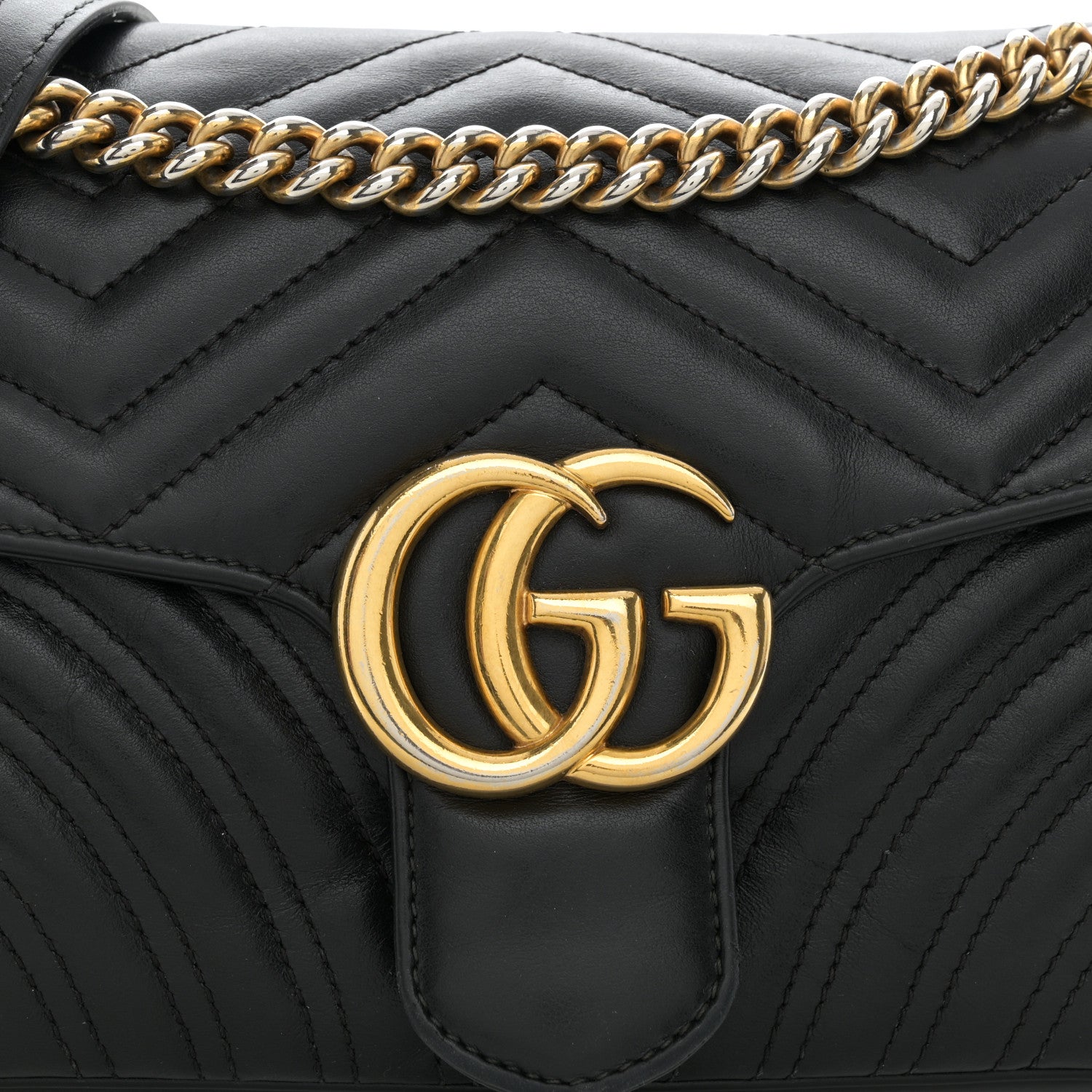 Gucci Calfskin Matelasse Small GG Marmont Shoulder Bag Black 8 of 12