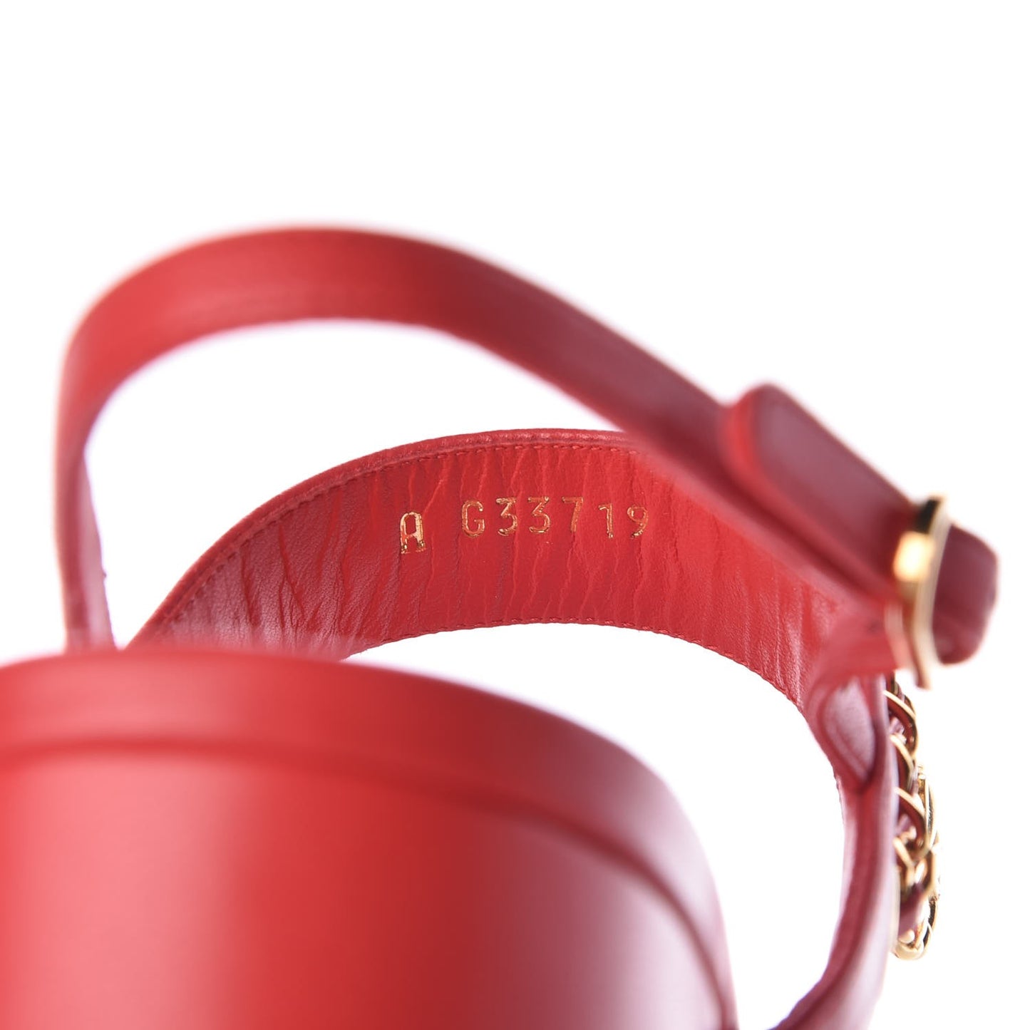 Lambskin Chain Clover Sandals 38 Red